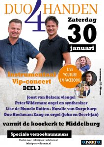 Duo 4 handen geeft vanuit de Koorkerk te Middelburg een concert