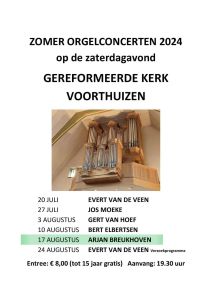 Gereformeerde kerk te Voorthuizen orgelconcert met Arjan Breukhoven