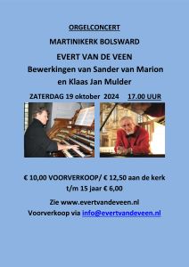 Martinikerk te Bolsward orgelconcert met Evert van de Veen