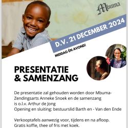 Mbuma presentatie met samenzang met organist Arthur de Jong