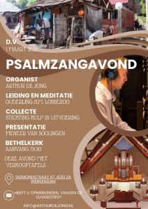 Psalmzangavond in Werkendam met organist Arthur de Jong